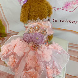 犬猫うさちゃん服　2着限定♡華やかピンク色ドレス 3枚目の画像