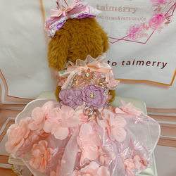 犬猫うさちゃん服　2着限定♡華やかピンク色ドレス 1枚目の画像