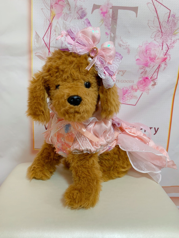 犬猫うさちゃん服　2着限定♡華やかピンク色ドレス 4枚目の画像