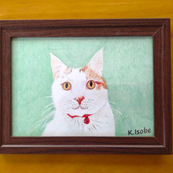 複製絵画「白猫の微笑み」K.Isobe 2L判 2枚目の画像