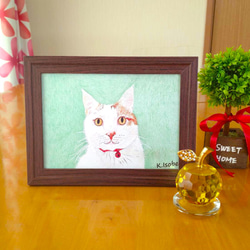 複製絵画「白猫の微笑み」K.Isobe 2L判 1枚目の画像