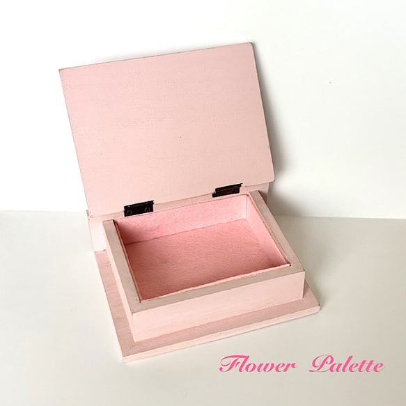 Creema限定　木製　バラの小箱　ピンク　トールペイント　現品限り 2枚目の画像