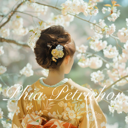 簪 和 K24GP 桜 かんざし バチ型 パール 簪 着物 髪飾り 留袖 着物 成人式 結婚式 卒業式 3枚目の画像