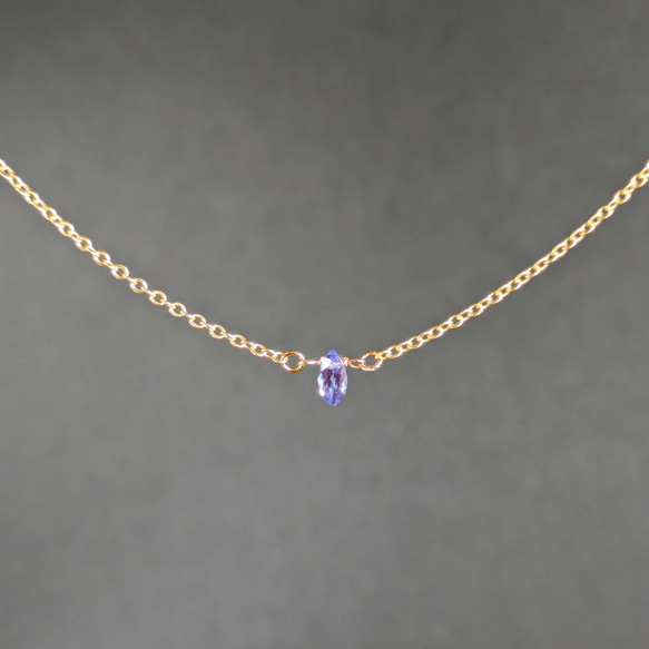 14kgf  宝石質AAA-タンザナイトマーキスネックレス SV925/サージカル/最高品質 2枚目の画像