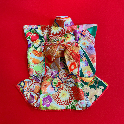 犬の着物✨本格大振袖 お引き摺り S グリーン 友禅金彩入り正絹 ペット