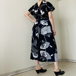 YUKATA de ドレス/紺白ツートン/長身モデルサイズ/綿100%・浴衣 7枚目の画像