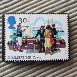イギリス　切手ブローチ 9596 1枚目の画像