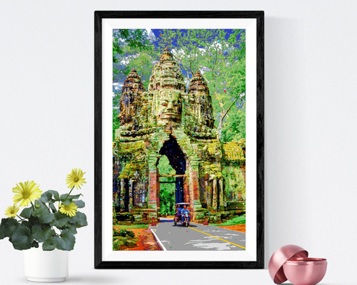 アートポスター】カンボジア アンコール・トムの北大門（作品No