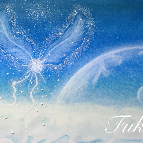 絵画】空への記憶《メッセージ/ポストカード付》パステルアート