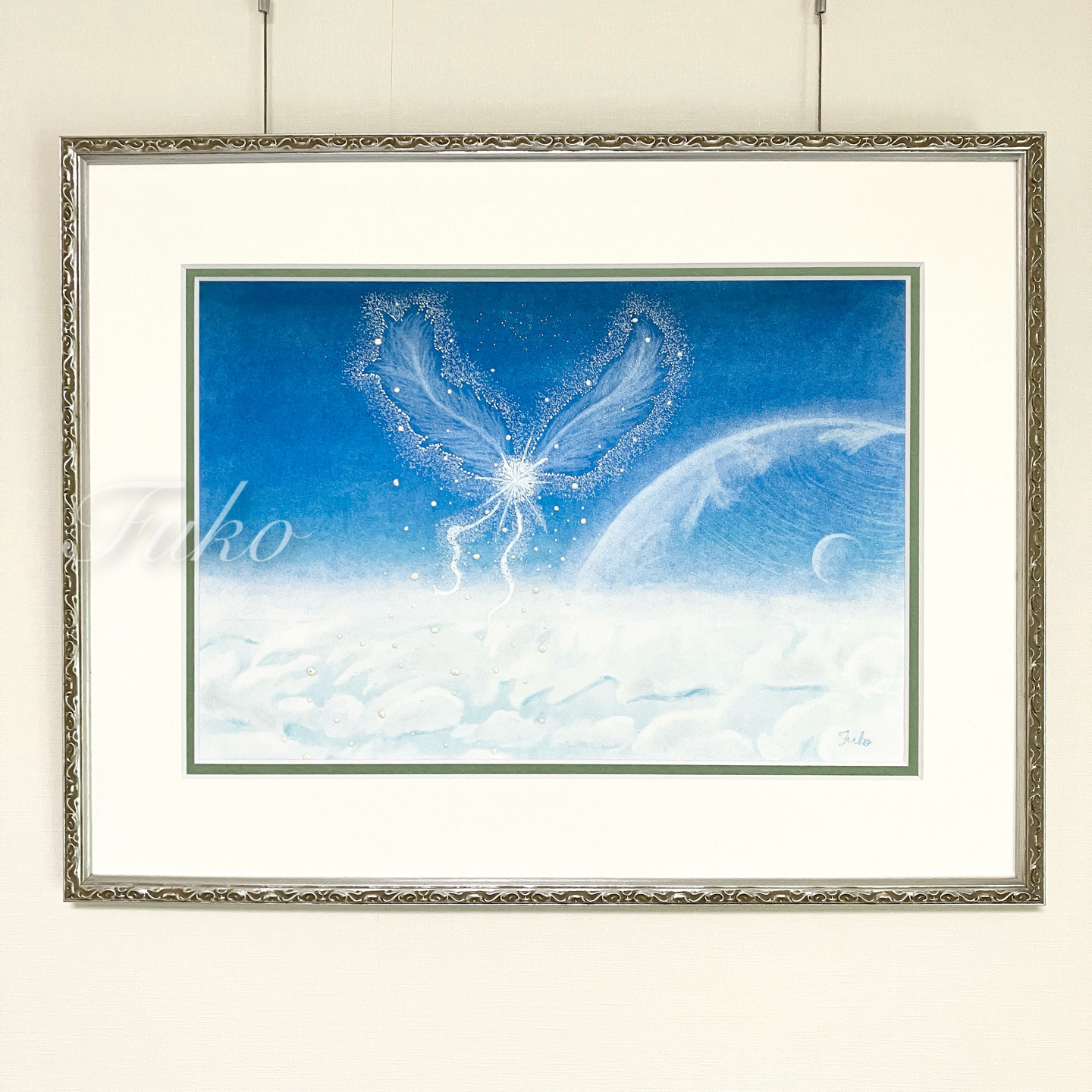 絵画】空への記憶《メッセージ/ポストカード付》パステルアート