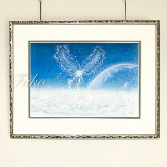 ヒーリング癒し絵画＊降りそそぐ光～虹光雲～青空　天使の梯子　太陽  冷静　集中 ヒーリング癒し絵画＊降りそそぐ光～虹光雲～青空 天使の梯子