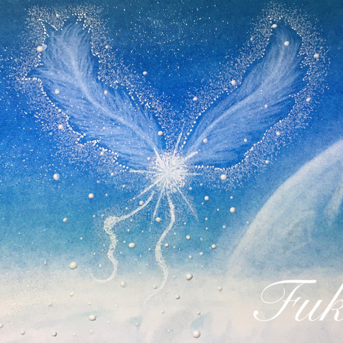 絵画】空への記憶《メッセージ/ポストカード付》パステルアート