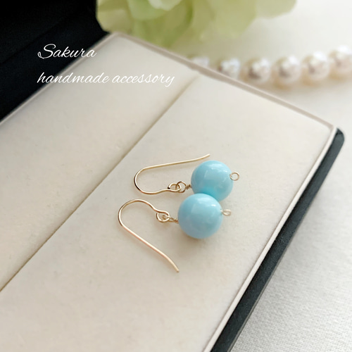 ☆14kgf☆ 天然無処理ターコイズのピアス☆スリーピングビューティー  