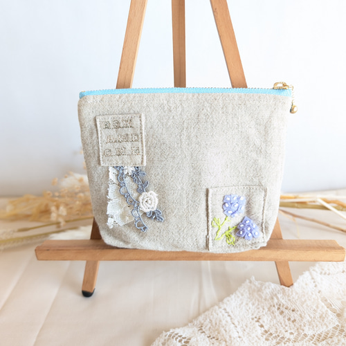 母の日]紫陽花の手刺繍のポーチ ポーチ BOX AND ONE 通販