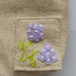 母の日ギフト    紫陽花ワンポイント刺繍のポーチ(ポケットティッシュ付) 5枚目の画像