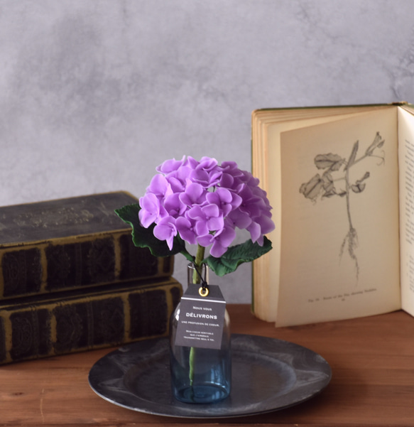 ◆粘土のお花◆　紫陽花・・・ライトブルー　シアンミニベース　A982 4枚目の画像