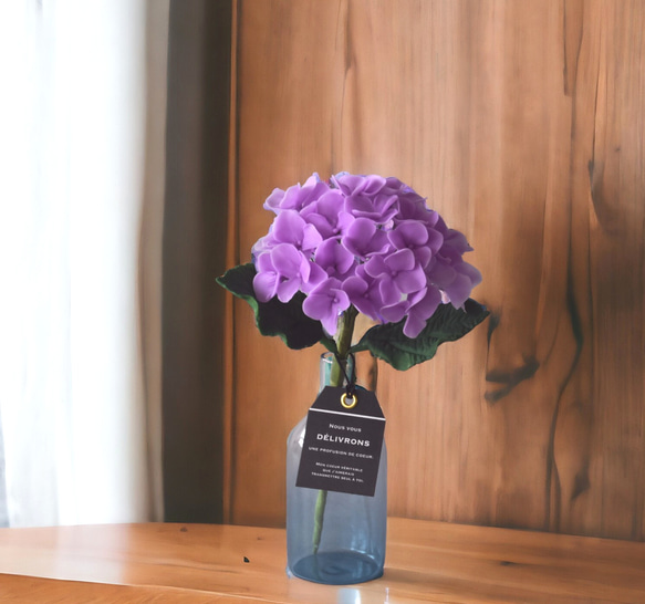 ◆粘土のお花◆　紫陽花・・・ライトブルー　シアンミニベース　A982 1枚目の画像