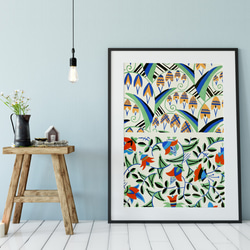 【NO.567】おしゃれな花柄模様アートポスター☆鈴蘭グリーンボタニカルナチュラルレトロカフェ雑貨リビング北欧B5B4 5枚目の画像