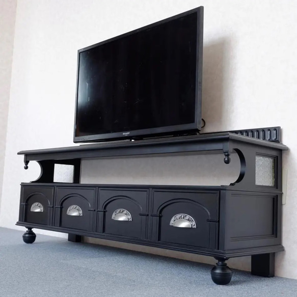 新商品♪ヨーロピアンアンティーク調テレビボード/テレビ台　W120cm 150cm 180cm（ブラック） 1枚目の画像