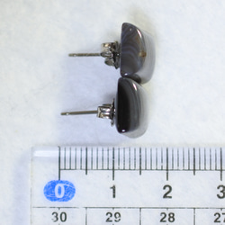 (1 件) 條紋縝瑪瑙方形耳環（10 毫米，鈦柱） 第5張的照片
