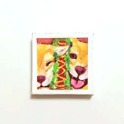 原画キーホルダー：「ホットドッグス」5×5cmキャンバス 1枚目の画像