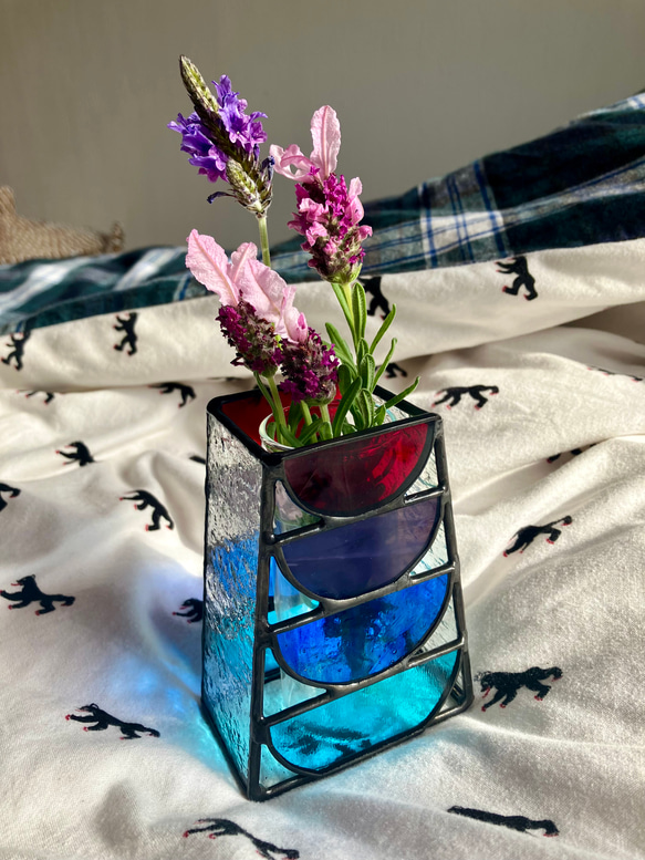 青茶グラデーション陶器花瓶