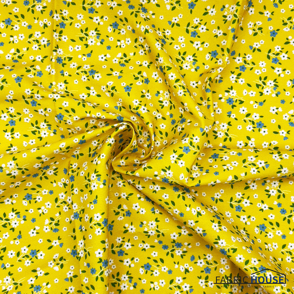 黄色い小花柄 コットン ポプリン 春生地 韓国製 3枚目の画像
