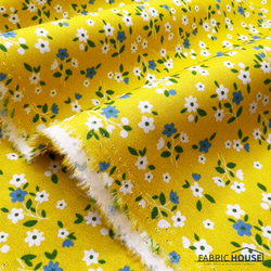黄色い小花柄 コットン ポプリン 春生地 韓国製 2枚目の画像