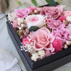 【特集掲載】宝石箱のようなフラワーボックス（L) ピンク カーネーション ローズ  ギフト 母の日 花 6枚目の画像