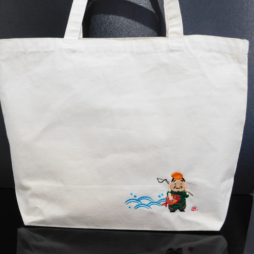 七福神 恵比寿様の刺繍入りオリジナルトートバッグ トートバッグ