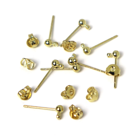 スタッフドピアス金具 ゴールド 8個 アクセサリーパーツ イヤー金具 手芸 工作 手作り 1枚目の画像