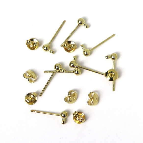 スタッフドピアス金具 ゴールド 8個 アクセサリーパーツ イヤー金具 手芸 工作 手作り 2枚目の画像