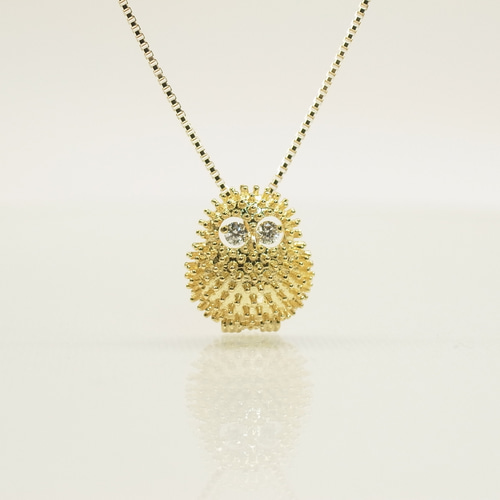 K18フクロウネックレス ダイヤモンドネックレス フクロウ 幸運 幸福  