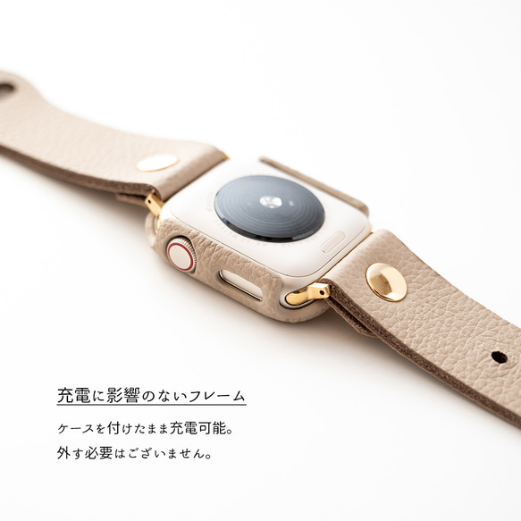 AppleWatch バンド ケース セット【 シュリンクレザー 】 本革 ニッケルフリー アップルウォッチ HW01K 6枚目の画像