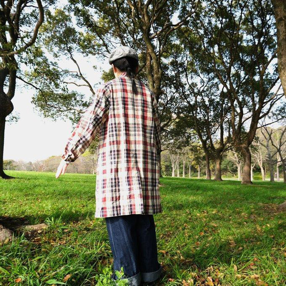 french work coat　beige madras check 第6張的照片