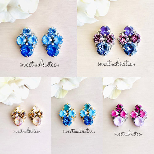 新作大粒スワロフスキークリスタルカラフルピアス/イヤリングnew