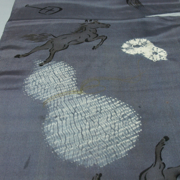 馬　瓢箪から駒　シルク　正絹　古布　s2226 4枚目の画像