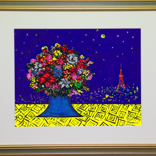 東京タワーの見える静物」(NO.2412) 6号F 版画紙にアクリル絵の具 