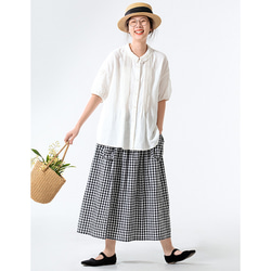 黒白格子スカート　100%コットンゴムウエストスカート　大きいポケット付き　スカート　S-Lサイズ　S256 16枚目の画像