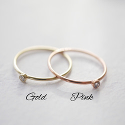 14公斤粉金精緻鋯石單戒指 第4張的照片