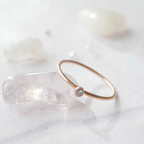 14公斤粉金精緻鋯石單戒指 第1張的照片