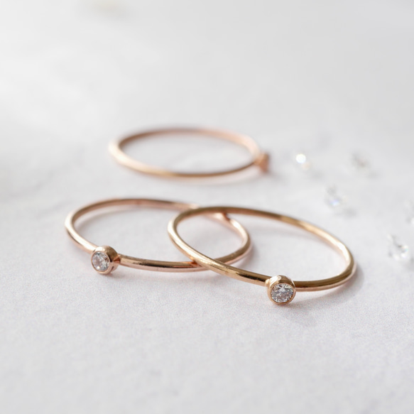 14公斤粉金精緻鋯石單戒指 第2張的照片