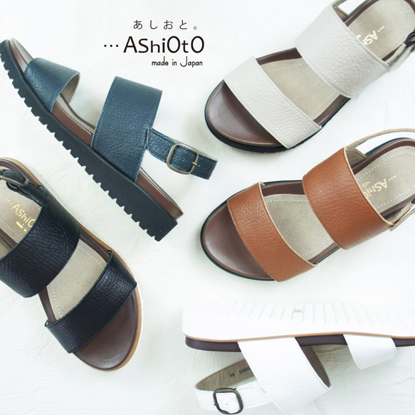 【アシオト】神戸の靴職人が作った♪超軽量・純国産レザーサンダル♪モデルサイズ26.0cmまで対応商品（A7015） 1枚目の画像