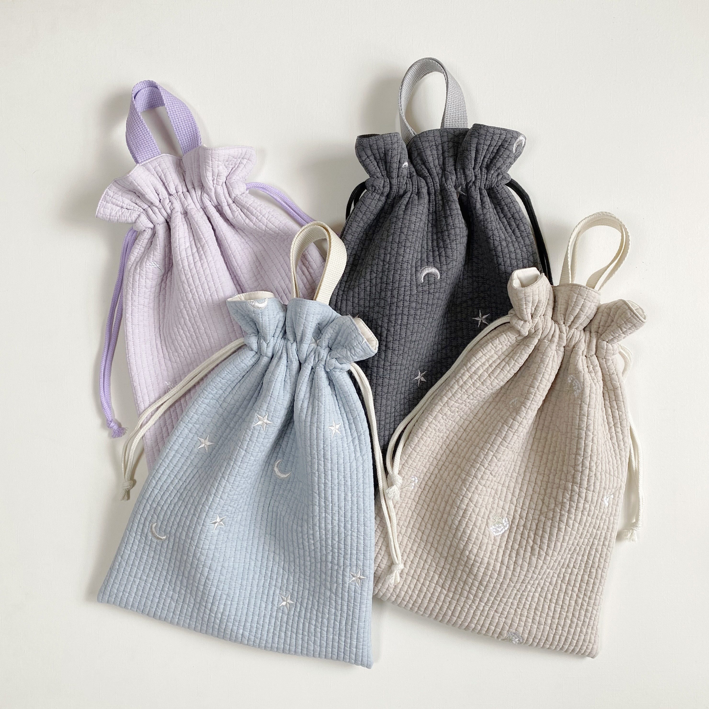 ヌビ　お着替え袋　体操着袋　体操服　イブル　ピンク　チューリップ　韓国キルト