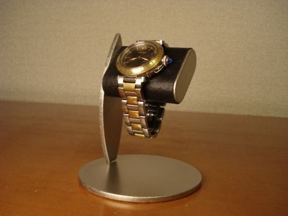 腕時計スタンド　ラッピング　刻印　名入れ　ブラックだ円パイプ1本掛け　ak-design　受注製作 N11821 1枚目の画像