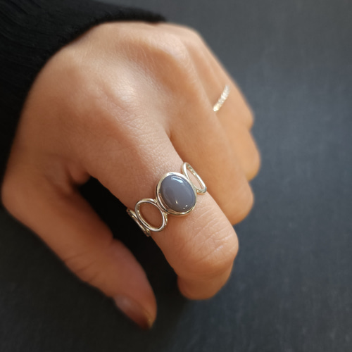 希少　 　46A　シルバー　リング　オーバル　8号 天然石】グレーオニキスAAA オーバル 10＊8mm シルバーリングH-182S