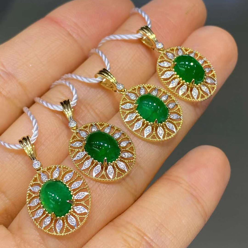 万能金具 天然ダイヤモンド付きエメラルドペンダントトップk18  