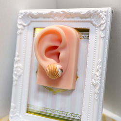 櫻花瑪德蓮 貝殼蛋糕 耳環 單支 平貼版 扇葉朝下 第4張的照片