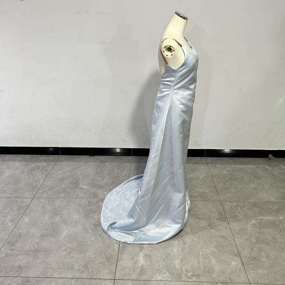 抜群のおしゃれ見えパーティードレス 水色 トレーン シアーな美しさ ポンチョ ソフトチュール ポンチョ演奏会 