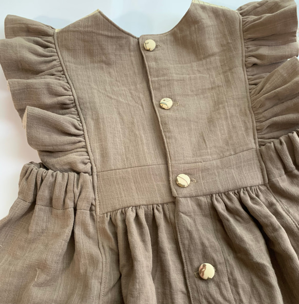 (90-140cm) ハンドメイド子供服　リバティ✳︎田園風フリルエプロンワンピース 7枚目の画像